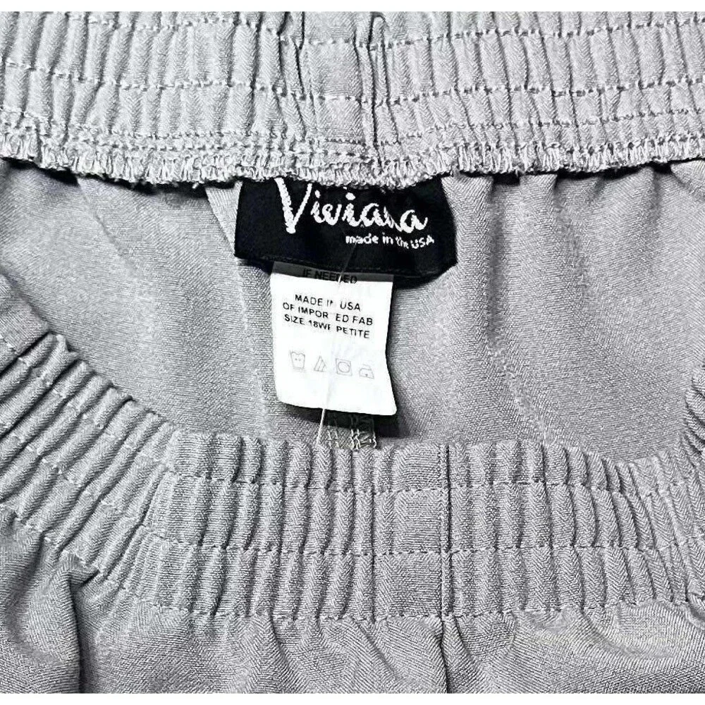 Viviana Womens Plus 18WP Stretch Pants Straight Gray Flatter Fit USA Made NWOT